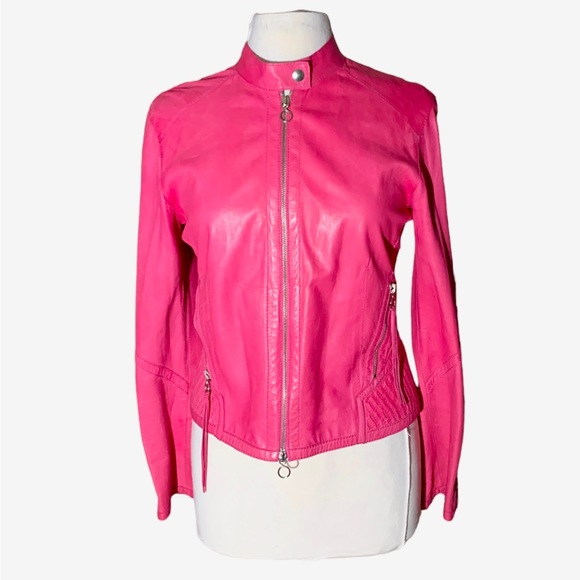 Benedetta Novi Jackets & Blazers - Benedetta Novi pink leather motorcycle style jacket 46